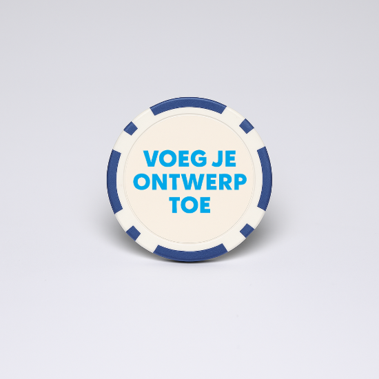 Blauwe gepersonaliseerde pokerchip – klassieke Stripe design, 14g casinokwaliteit, 40mm diameter