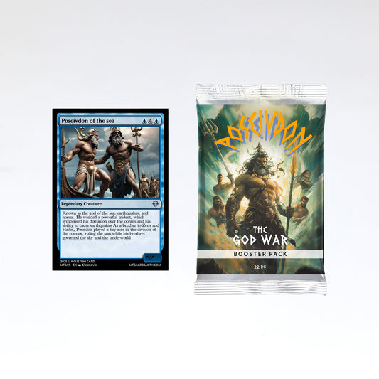 Op maat gemaakte booster pack met unieke TCG-kaarten en luxe verpakking, perfect voor kaartspelers en verzamelaars.