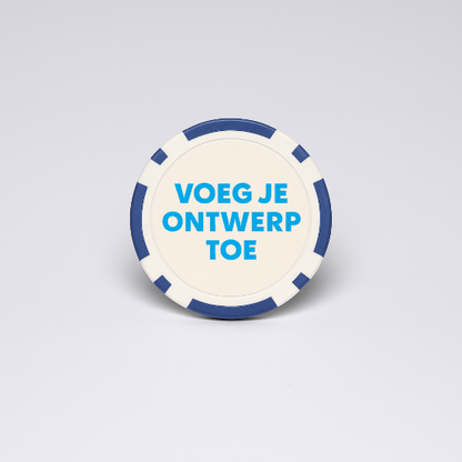 Blauwe gepersonaliseerde pokerchip – klassieke Stripe design, 14g casinokwaliteit, 40mm diameter