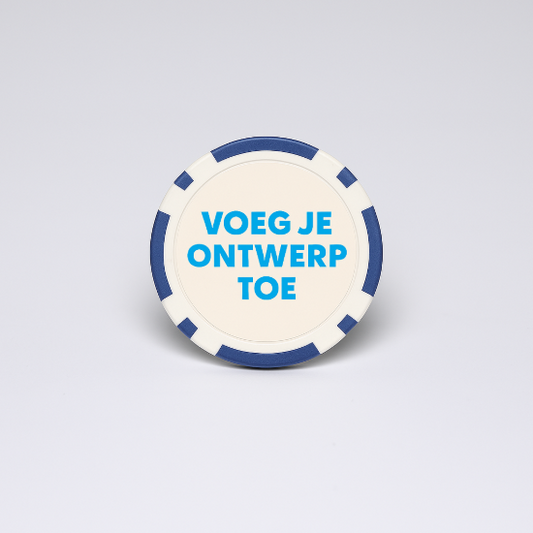 Blauwe gepersonaliseerde pokerchip – klassieke Stripe design, 14g casinokwaliteit, 40mm diameter