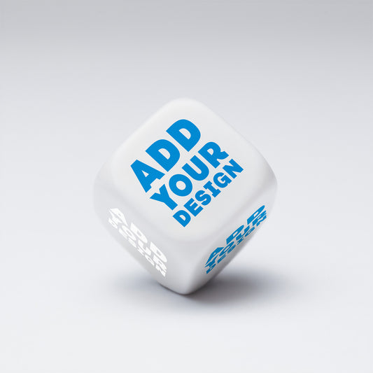 Gepersonaliseerde witte dobbelsteen van 16 mm met alle zes zijden bedrukt, ideaal voor bordspellen