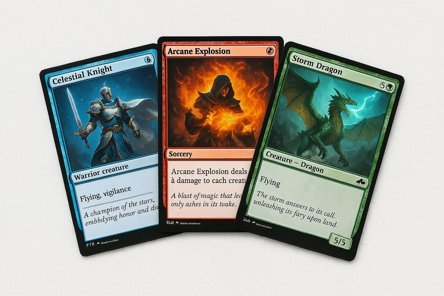 Set van 28 TCG-kaarten met custom artwork, geschikt voor verzamel- en trading card games