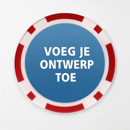 Rode gepersonaliseerde pokerchip – klassieke Stripe design, 14g casinokwaliteit, 40mm diameter